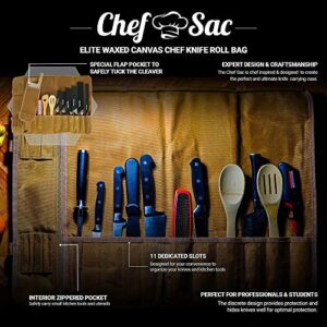 Chef Sac Elite Chef Knife Roll Bag with 2-Pack Knife Guards (8.5") Included