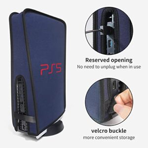 pS5 Case Cover Dust Proof Cover for PlaySATOION 5 Game Console Protector Anti Scratch Washable Dust Cover Sleeve for PS5 Accessories Digital Edition & Disc Edition (Navy Blue)