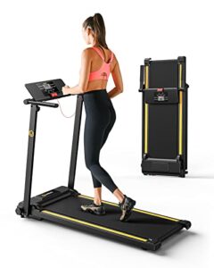 urevo folding treadmill, 2.25hp treadmills for home with 12 hiit modes, compact mini treadmill for home office, space saving small treadmill with large running area, lcd display, easy to fold (black)