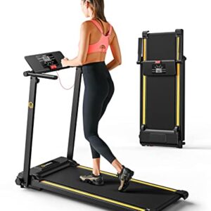 UREVO Folding Treadmill, 2.25HP Treadmills for Home with 12 HIIT Modes, Compact Mini Treadmill for Home Office, Space Saving Small Treadmill with Large Running Area, LCD Display, Easy to Fold (Black)