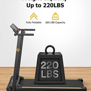 UREVO Folding Treadmill, 2.25HP Treadmills for Home with 12 HIIT Modes, Compact Mini Treadmill for Home Office, Space Saving Small Treadmill with Large Running Area, LCD Display, Easy to Fold (Black)