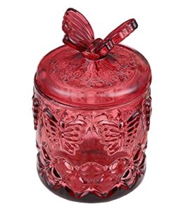 rocktrend relief butterfly coloured glass storage jar candy dish swab box with lid