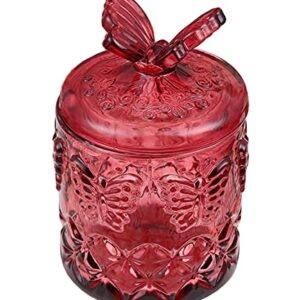 RockTrend Relief Butterfly Coloured Glass Storage Jar Candy Dish Swab Box with Lid