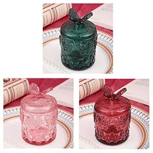 RockTrend Relief Butterfly Coloured Glass Storage Jar Candy Dish Swab Box with Lid