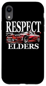 iphone xr retro racer respect your elders, mens vintage tuner car case