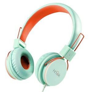 hotcok h37 kids headphones for girls boys foldable adjustable on ear headphones 3.5mm jack wired cord for school,home,airplane,car