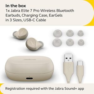 Jabra Elite 7 Pro in Ear Bluetooth Earbuds - Adjustable Active Noise Cancellation True Wireless Buds in a Compact Design MultiSensor Voice Technology for Clear Calls - Gold Beige