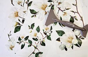 prima redesign white magnolia 6”x12” transfer plus free tips & tricks flyer, prima redesign, cream, green