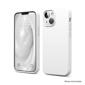 elago Compatible with iPhone 13 Mini Case, Liquid Silicone Case, Full Body Screen Camera Protective Cover, Shockproof, Slim Phone Case, Anti-Scratch Soft Microfiber Lining, 5.4 inch (White)