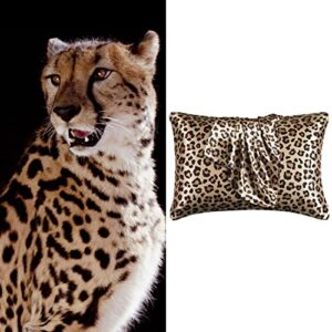 2 Pack Satin Pillowcase for Hair and Skin, Leopard Print with Envelope Closure, Satin Silk Pillow Cases 20x36 inches/King Size