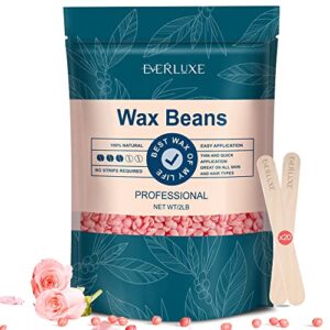 wax beads 2lb, everluxe hard wax beads for hair removal, wax beads bulk for fine hair, hard wax for facial waxing, hard wax beans for brazilian, bikini waxing