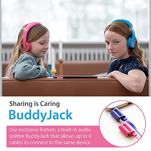 ONANOFF BuddyPhones Explore+, Volume-Limiting Kids Headphones, Foldable and Durable, Built-in Audio Sharing Cable with in-Line Mic, Best for Kindle, iPad, iPhone and Android Devices, Snow White