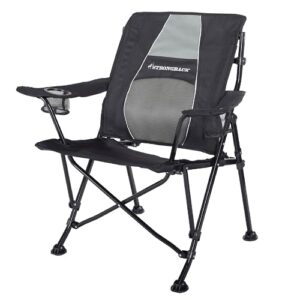 strongback camping chair guru 3.0 heavy duty camping chairs with lumbar support, backpack folding camp chair, black