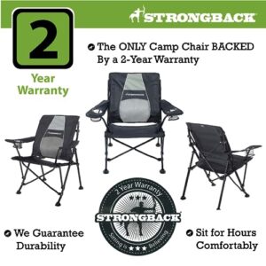 STRONGBACK Camping Chair Guru 3.0 Heavy Duty Camping Chairs with Lumbar Support, Backpack Folding Camp Chair, Black