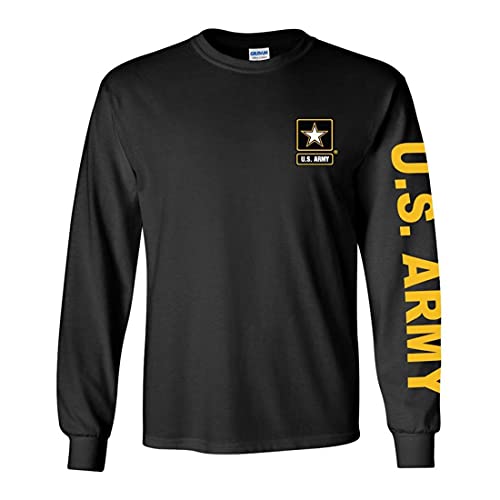 U.S. Army Long Sleeve T-Shirt. Black or Sports Grey (Black, Large)