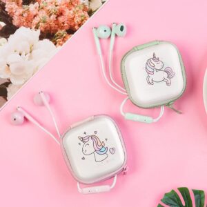 BByogooz Earbuds for Kids with Storage Case Cute Kids Earbud with Mic Microphone for School Wired in-Ear Headphones for Girls Boys Adultskids Earbuds (Pink Unicorn)