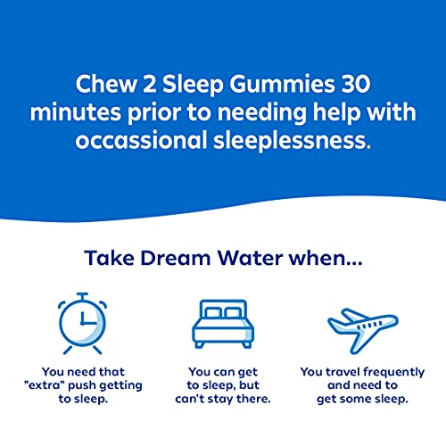 Dream Water Sleep Gummies; Melatonin 5mg, GABA, 5-HTP; Natural Flavors and Colors; Helps You to Fall Asleep, Fast and Wake Refreshed, Snoozeberry, 60 Gummies