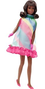 barbie signature francie 1967 doll reproduction (11.5 in brunette) with striped dress, twist ‘n turn waist & rooted eyelashes, gift for collectors