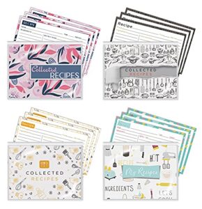 24 pocket mini recipe card books with 100 4 x 6 recipe cards, 4 pack with 4 assorted designs (25 cards per design), by better kitchen products, 4 recipe book sleeves + 100 recipe cards