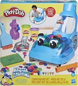 play-doh zoom vacuum and cleanup toy, kids cleaner with 5 cans