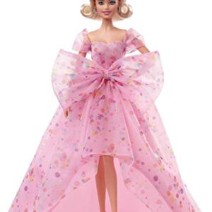 Barbie Signature Birthday Wishes Doll (11.5in Blonde) Wearing Pink Tulle Gown & Shoes, with Customizable Packaging, Gift for 6+