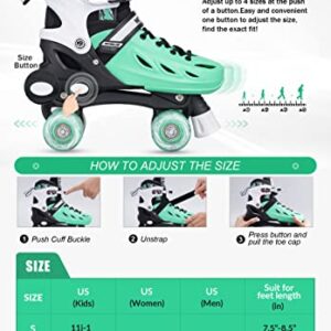 METROLLER Roller Skates for Girls and Boys Teens, Adjustable 4 Sizes for Kids Toddler Rollerskates with Light up Wheels, for Youth Women and Men