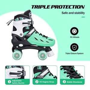 METROLLER Roller Skates for Girls and Boys Teens, Adjustable 4 Sizes for Kids Toddler Rollerskates with Light up Wheels, for Youth Women and Men