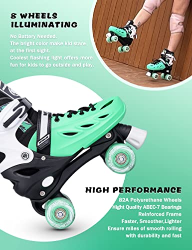 METROLLER Roller Skates for Girls and Boys Teens, Adjustable 4 Sizes for Kids Toddler Rollerskates with Light up Wheels, for Youth Women and Men