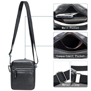 Lemuvlt Small Messenger Bag for Men PU Leather Crossbody Bag Mens Purse Shoulder Satchel Handbags Gift Man (Black)