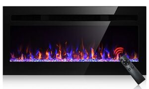31 inch electric fireplace, recessed and wall mounted fireplace, electric fireplace inserts with 750w/1500w heater, remote control timer, adjustable 144 color combinations