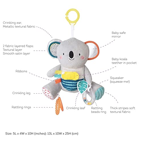 Taf Toys Kimmy The Koala Developmental Soft Activity Toy, Newborn Toys & Baby Toys 3-6 Months | Helps Develop Motor Skills | Perfect for Multi-Sensory Play with A Mirror, Teether, Textures & Sounds