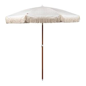 beach state summerland 6.5 feet beach umbrella with fringe - outdoor umbrella - uv50+ sun protection (laguna)