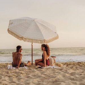 BEACH STATE Summerland 6.5 Feet Beach Umbrella with Fringe - Outdoor Umbrella - UV50+ Sun Protection (Laguna)