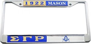 sigma gamma rho + mason split license plate frame [blue/silver - car/truck]