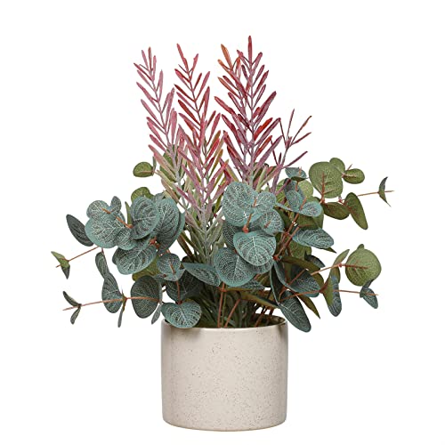 ANGELLOONG Artificial Eucalyptus Plants for Home Decor Indoor, Faux Eucalyptus with Fake Leaves, Potted Silver Dollar Eucalyptus for Home Decor Indoor - 4.6" x 14.5"