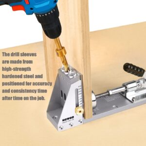 HOWOD Pocket Hole Jig Kit, Professional and Upgraded All-Metal Pocket Screw Jig.