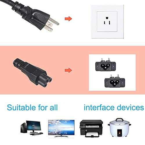 US Standard Laptop Power Cord - 6FT / 1.8m 18AWG NEMA 5-15P to Iec 60320 C5 Universal 3 Prong AC Power Cable Replacement Desktop Charger 3 Pin 10A 125V Wire for Notebook Computer Adapter TV Printer