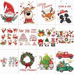 12 sheets christmas iron on transfer hippie iron on vinyl stickers crafts cute diy decal patch colorful heat transfer sheets xmas appliques gnome cars vinyl paper for women men supplies (gnome style)