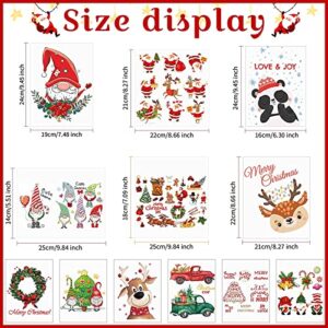 12 Sheets Christmas Iron on Transfer Hippie Iron on Vinyl Stickers Crafts Cute DIY Decal Patch Colorful Heat Transfer Sheets Xmas Appliques Gnome Cars Vinyl Paper for Women Men Supplies (Gnome Style)