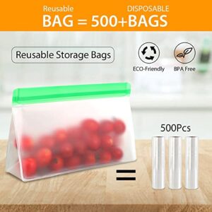 12 Pack Reusable Food Storage Bags, FDA Food Grade Ziplock Leak proof 4 Reusable Sandwich Bags 3 Gallon Bags 5 Snack Bags Easy Wash Eco-Friendly Freezer Safe Bags For Meat Fruit Vegetable