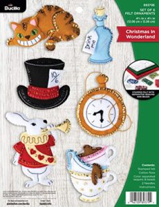 bucilla felt applique 6 piece ornament making kit, christmas in wonderland, perfect for diy arts and crafts, 89379e