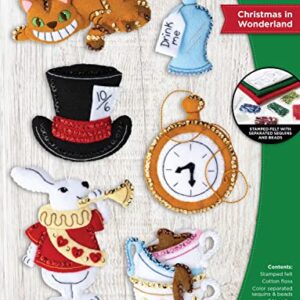 Bucilla Felt Applique 6 Piece Ornament Making Kit, Christmas in Wonderland, Perfect for DIY Arts and Crafts, 89379E