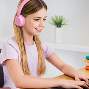 Link Dream Kids Headphones for School with Microphone Stereo On-Ear Folding 85/94dB Volume Control Child Headphones for Kids/Girls/iPad/Fire Tablet/PC/Travel, Pink