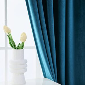 PLEASANT BOULEVARD | Velvet Curtains [2 Panels] Elegant Living Room Bedroom Window Drape Curtain, Grommet Eyelet Style (52 x 84in, Teal)