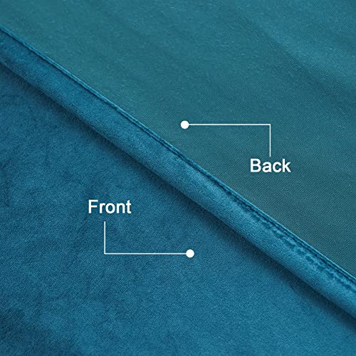 PLEASANT BOULEVARD | Velvet Curtains [2 Panels] Elegant Living Room Bedroom Window Drape Curtain, Grommet Eyelet Style (52 x 84in, Teal)