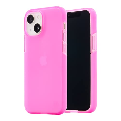 BodyGuardz Solitude Minimalist Phone Case for The iPhone 13 Mini, No-Slip Grip, Shockproof, 5G, MagSafe and Qi Charging, 8 Foot Drop Protection - Neon Pink