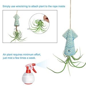 Mimeela 4 Pack Air Plant Holder Unique, Cute Squid Air Plant Hanger Wall Planter, Ceramic Tillandsia Airplants Holders Hanging Wall Decor for Home Office (Squid-Small (1.6 x 3.6 in))