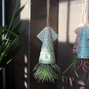 Mimeela 4 Pack Air Plant Holder Unique, Cute Squid Air Plant Hanger Wall Planter, Ceramic Tillandsia Airplants Holders Hanging Wall Decor for Home Office (Squid-Small (1.6 x 3.6 in))