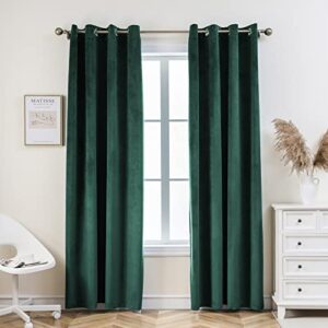pleasant boulevard | velvet [2 panels] elegant living room bedroom window drape curtain, grommet eyelet style (52 x 84in, dark green)