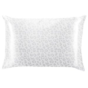 lemon lavender luxe silky satin patterned pillowcase for skin and hair 28" x 20": elevate your beauty sleep and hair care routine - cat nap (queen)